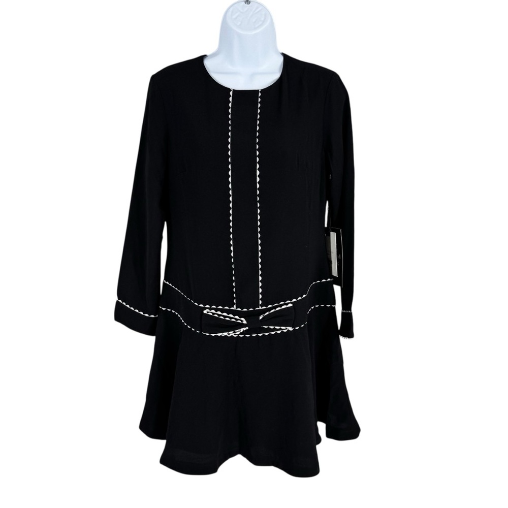 Tuckernuck Isabel Bow Dress Black – Size XS NWT – Bow Mini A-Line Scallop Trim - Picture 2 of 9